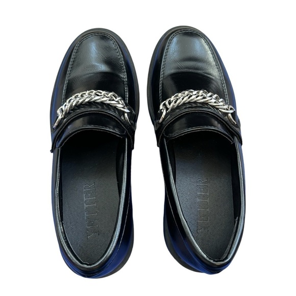 Yetier Black Chunky Heel Round Toe Slip On Chain Y2K Loafers Academia 5.5 - Picture 7 of 12